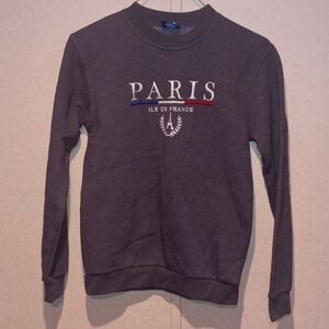 Paris France-Sweatshirt Mens Large Gray Destination Location Crew Neck Sweater